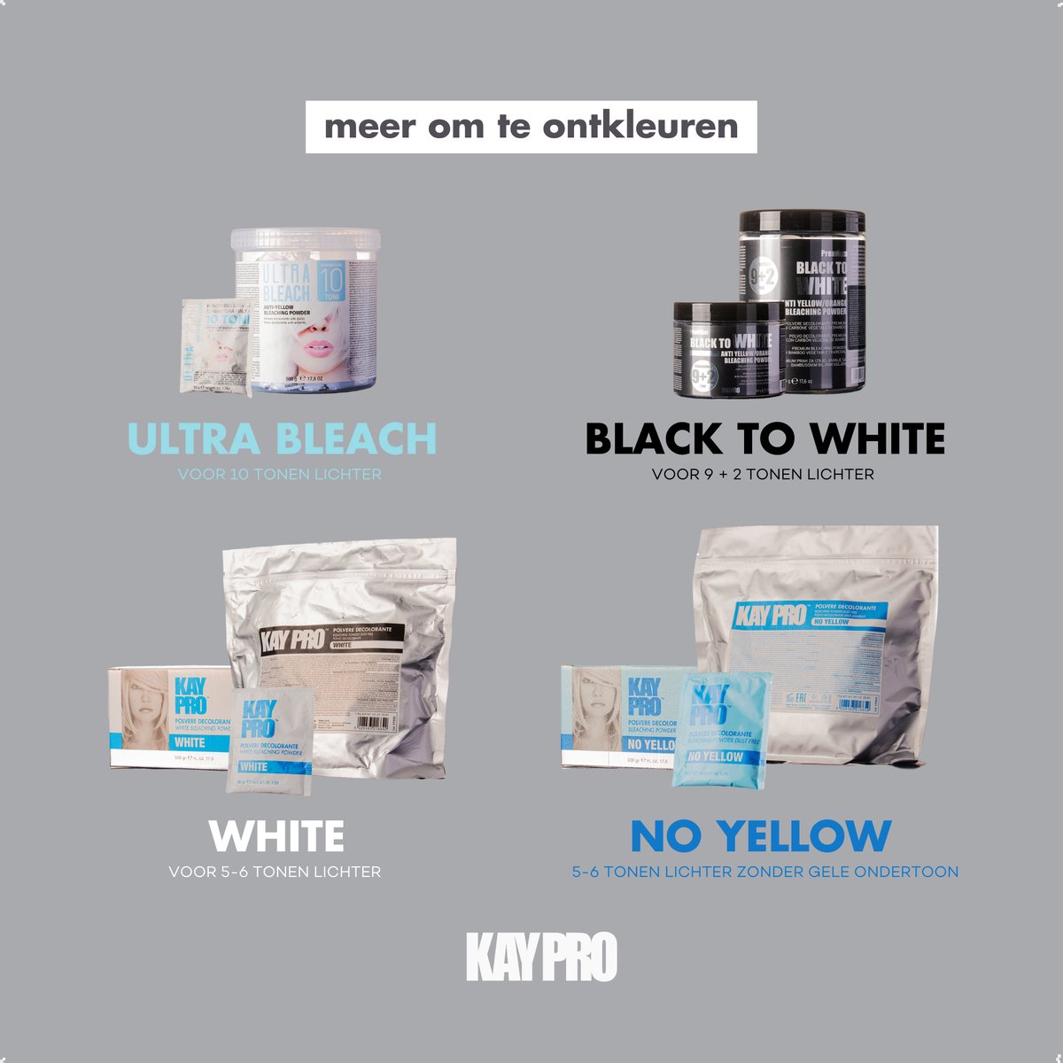 KayPro Black To White (9+2 tonen) Ontkleuringspoeder 500gr
