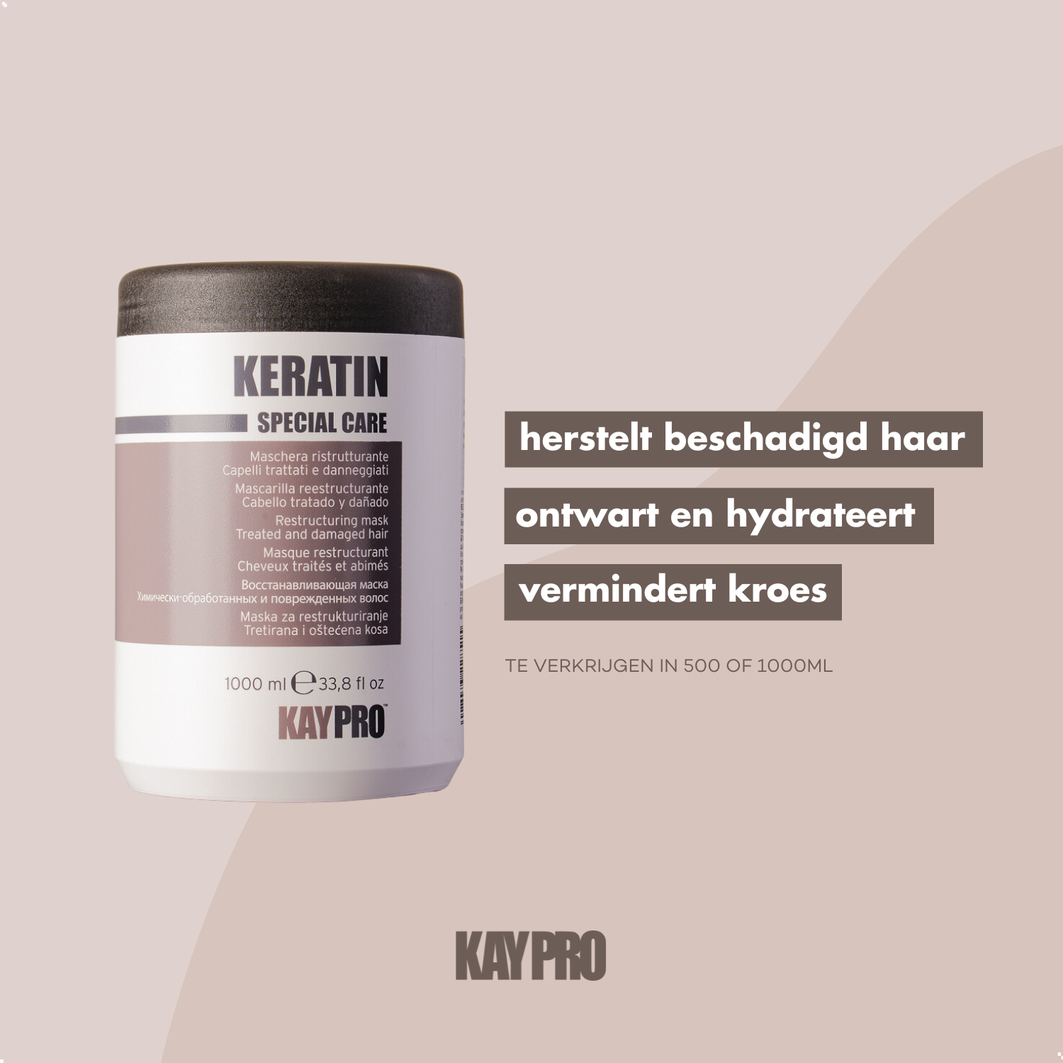 KayPro Keratin masker 1000 ml - for frizzy, lightly damaged hair