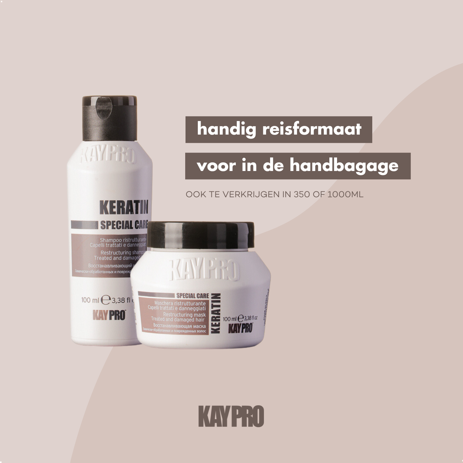 KayPro Kit Mini Size Keratin 100 ml - travelsize kit - for frizzy, lightly damaged hair