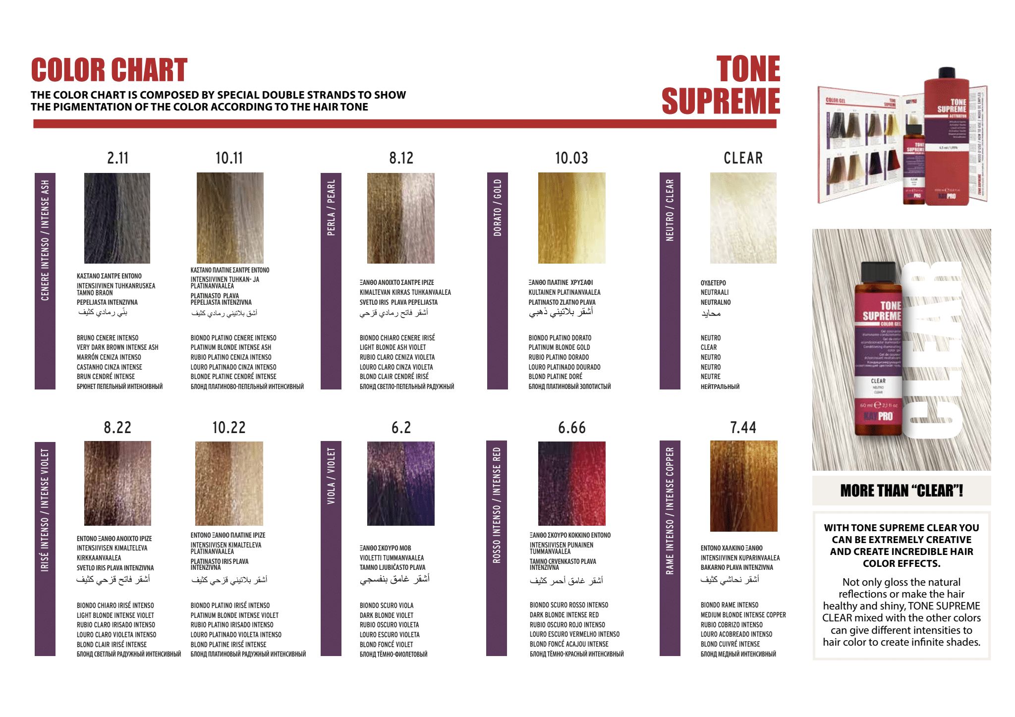 KayPro Tone Supreme Color Chart