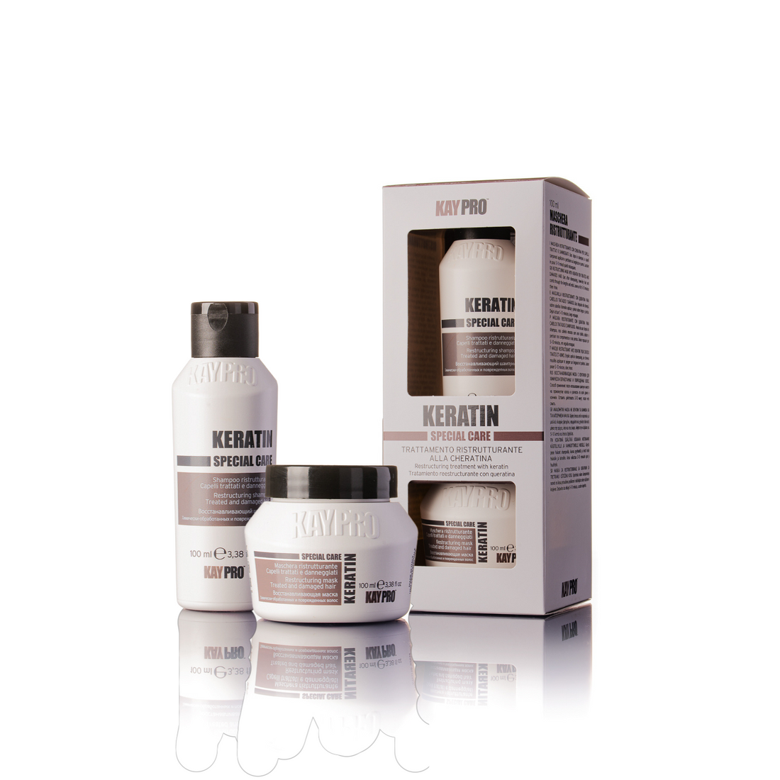 KayPro Kit Mini Size Keratin 100 ml - travelsize kit - voor pluizig, licht beschadigd haar