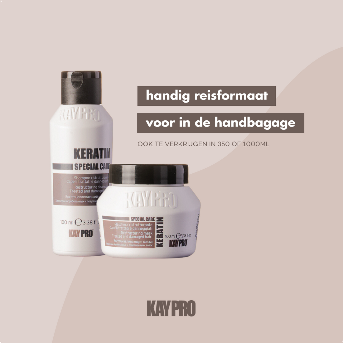 KayPro Kit Mini Size Keratin 100 ml - travelsize kit - voor pluizig, licht beschadigd haar